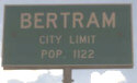 Bertram TX city limit sign